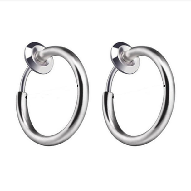 Unisex Retractable Hoop Earrings Stainless Steel No Need Piercing Earrings N@I 